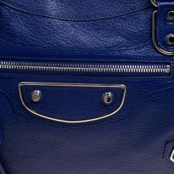 Pre Owned Balenciaga Electric Blue Leather Town RSH Shoulder Bag