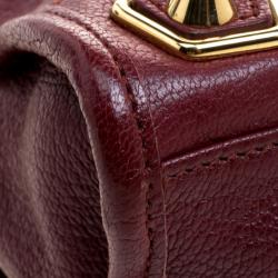 Pre Owned Balenciaga Burgundy Leather Mini RGH City Tote