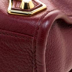 Pre Owned Balenciaga Burgundy Leather Mini RGH City Tote