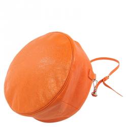 Pre Owned Balenciaga Orange Leather Small Air Hobo