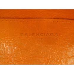 Pre Owned Balenciaga Orange Leather Small Air Hobo