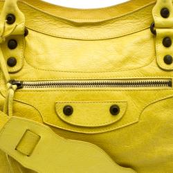 Pre Owned Balenciaga Yellow Leather Classic City RH Tote