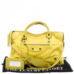 Pre Owned Balenciaga Yellow Leather Classic City RH Tote