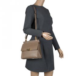 مملوكة مسبقًا Balenciaga Dark Beige Leather Small Le Dix Top Handle Bag