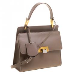 مملوكة مسبقًا Balenciaga Dark Beige Leather Small Le Dix Top Handle Bag