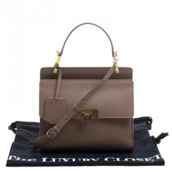 مملوكة مسبقًا Balenciaga Dark Beige Leather Small Le Dix Top Handle Bag