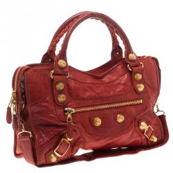 Pre Owned Balenciaga Red Leather Classic City GGH Tote