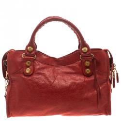 Pre Owned Balenciaga Red Leather Classic City GGH Tote