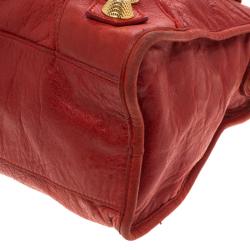 Pre Owned Balenciaga Red Leather Classic City GGH Tote