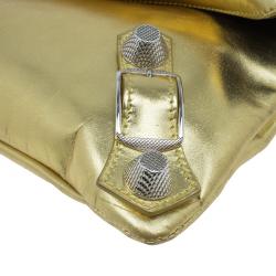 Balenciaga Gold Laminated Calfskin Giant 21 Envelope Clutch