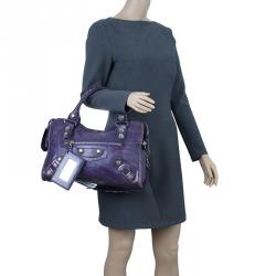 Pre Owned Balenciaga Purple Lambskin Classic City Tote