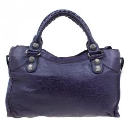 Pre Owned Balenciaga Purple Lambskin Classic City Tote