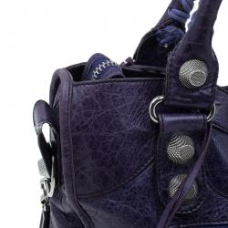 Pre Owned Balenciaga Purple Lambskin Classic City Tote