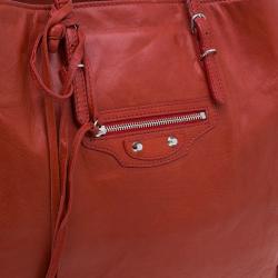 Pre Owned Balenciaga Red Leather Papier A4 Tote