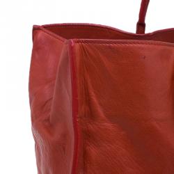 Pre Owned Balenciaga Red Leather Papier A4 Tote
