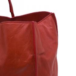 Pre Owned Balenciaga Red Leather Papier A4 Tote