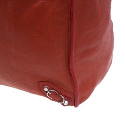 Pre Owned Balenciaga Red Leather Papier A4 Tote