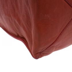 Pre Owned Balenciaga Red Leather Papier A4 Tote