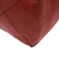 Pre Owned Balenciaga Red Leather Papier A4 Tote