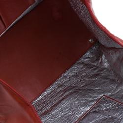Pre Owned Balenciaga Red Leather Papier A4 Tote