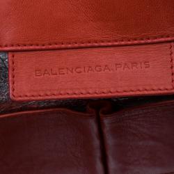 Pre Owned Balenciaga Red Leather Papier A4 Tote