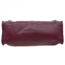 Pre Owned حقيبة بالنسياغا سيتي باغ جلد عنابي كلاسيكية بحروف ميتالك