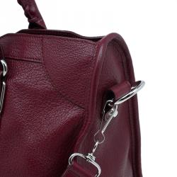 Pre Owned حقيبة بالنسياغا سيتي باغ جلد عنابي كلاسيكية بحروف ميتالك