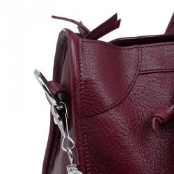 Pre Owned حقيبة بالنسياغا سيتي باغ جلد عنابي كلاسيكية بحروف ميتالك