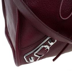 Pre Owned حقيبة بالنسياغا سيتي باغ جلد عنابي كلاسيكية بحروف ميتالك