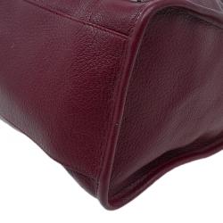 Pre Owned حقيبة بالنسياغا سيتي باغ جلد عنابي كلاسيكية بحروف ميتالك