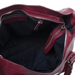 Pre Owned حقيبة بالنسياغا سيتي باغ جلد عنابي كلاسيكية بحروف ميتالك