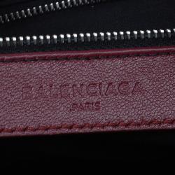 Pre Owned حقيبة بالنسياغا سيتي باغ جلد عنابي كلاسيكية بحروف ميتالك