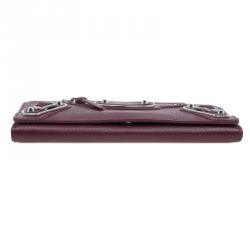 Pre Owned Balenciaga Red Leather Arena Continental Wallet