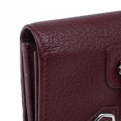Pre Owned Balenciaga Red Leather Arena Continental Wallet