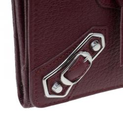 Pre Owned Balenciaga Red Leather Arena Continental Wallet
