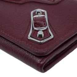 Pre Owned Balenciaga Red Leather Arena Continental Wallet