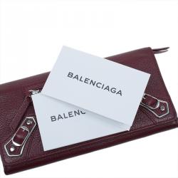 Pre Owned Balenciaga Red Leather Arena Continental Wallet