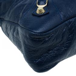 Balenciaga Navy Blue Leather Giant Gold Town Shoulder Bag