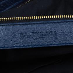 Balenciaga Navy Blue Leather Giant Gold Town Shoulder Bag