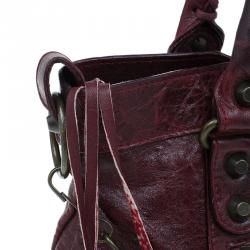 Balenciaga Burgundy Lambskin Leather Mini Classic First Tote