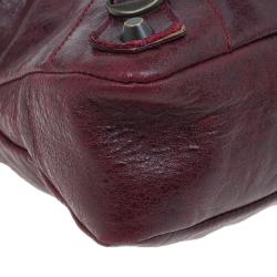 Balenciaga Burgundy Lambskin Leather Mini Classic First Tote