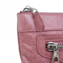 Pre Owned Balenciaga Pink Lambskin Leather Flat Clutch