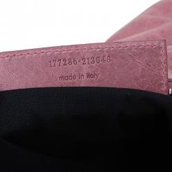 Pre Owned Balenciaga Pink Lambskin Leather Flat Clutch