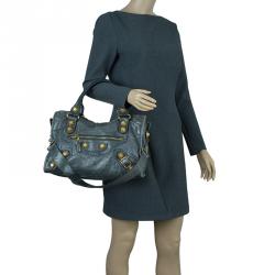 Pre Owned Balenciaga Mystery Green Lambskin Leather Classic City Tote GH Bag