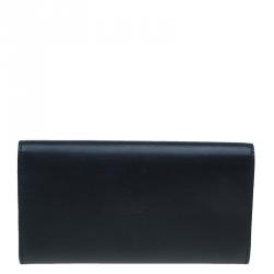 Pre Owned Balenciaga Black Leather Le dix Money Continental Flap Wallet 