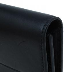 Pre Owned Balenciaga Black Leather Le dix Money Continental Flap Wallet 