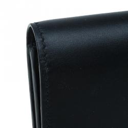 Pre Owned Balenciaga Black Leather Le dix Money Continental Flap Wallet 