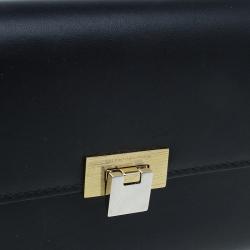 Pre Owned Balenciaga Black Leather Le dix Money Continental Flap Wallet 