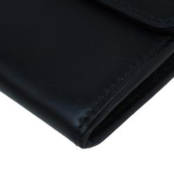 Pre Owned Balenciaga Black Leather Le dix Money Continental Flap Wallet 