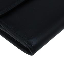 Pre Owned Balenciaga Black Leather Le dix Money Continental Flap Wallet 